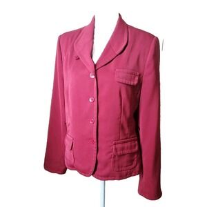 Metro Style Women's  Jacket Size 14 Button Front Padded Shoulders Red